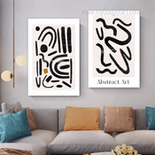 Sable Alignments Lines Abstract Modern 2 Multi Panel Geometrical Artwork Set Photograph Print on Canvas for Room Wall Finery