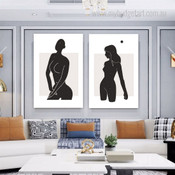 Nude Wench Minimalist Photograph Figure Nordic 2 Piece Set Canvas Print for Room Wall Art Décor