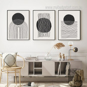 Black Spheres Minimalist 3 Multi Panel Geometrical Nordic Artwork Photograph Canvas Print for Wall Room Finery