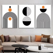 Convoluted Lines Minimalist Modern Photograph Geometrical 3 Piece Set Canvas Print for Room Wall Art Outfit