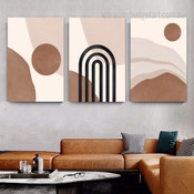 Wandering Attaints Circle Geometric Abstract 3 Multi Panel Set Wall Art Image Modern Canvas Print for Room Ornamentation