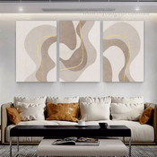 Devious Attaints Lines Abstract Minimalist 3 Multi Panel Modern Painting Set Photograph Canvas Print for Room Wall Drape