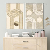 Slant Lineaments Circles Modern Geometrical 2 Multi Piece Wall Art Set Abstract Photograph Canvas Print for Room Getup