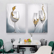 Spilled Wine Glass Beverage Abstract Photograph Modern 2 Piece Set Canvas Print for Room Wall Art Assortment