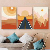 Hills Aisle Sun Scandinavian Photograph Abstract Landscape 3 Piece Set Canvas Print for Room Wall Art Getup
