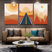 Hills Aisle Abstract Scandinavian Photograph Landscape 3 Piece Canvas Print Artwork Set for Room Wall Outfit