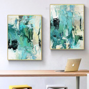 Calico Smudge Abstract Modern 2 Multi Panel Artwork Set Photograph Canvas Print for Room Wall Ornamentation