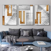 Slant Alignments Modern Geometric 3 Multi Panel Wall Hanging Set Art Image Minimalist Canvas Print for Room Embellishment