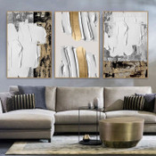 Patch Brush Effect Abstract 3 Piece Vintage Sets Painting Pic Canvas Print for Room Wall Onlay