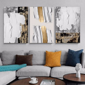 Patch Brush Effect Vintage 3 Multi Panel Wall Hanging Set Artwork Image Abstract Canvas Print Sets for Room Outfit