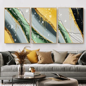 Calico Blot Marbles Spots Abstract Set Picture 3 Multi Panel Modern Canvas Print Artwork Set for Wall Hanging Moulding