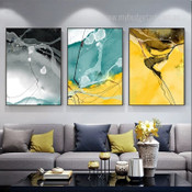 Patches Marble Lines Abstract Cheap 3 Multi Panel Modern Wall Art Photograph Canvas Print for Room Disposition