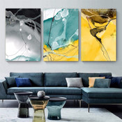 Patches Marble Spots Abstract Modern 3 Panel Set Painting Photograph Canvas Print Home Wall Arrangement