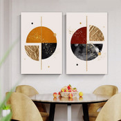 Quarterly Tarnish Circles Abstract Modern 3 Piece Geometrical Sets Painting Pic Canvas Print for Room Wall Onlay