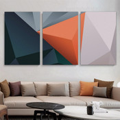 Triangular Mackles Geometric Modern 3 Panel Abstract Set Artwork Photograph Print Canvas Room Wall Garnish