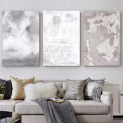 Curved Splashes Spots Abstract Contemporary Painting 3 Multi Panel Set Photograph Print on Canvas for Wall Hanging Tracery