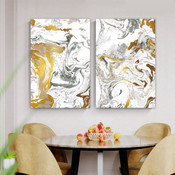 Splashes Marble Modern 2 Multi Panel Abstract Painting Set Photograph Canvas Print for Room Wall Garnish