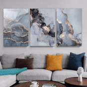 Wandering Smudge Spots Abstract Modern 3 Multi Panel Painting Set Photograph Canvas Print for Room Wall Drape