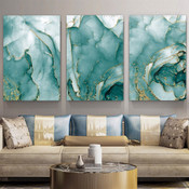 Tarnish Texture Marbles Spots Abstract Modern 3 Panel Set Painting Photograph Canvas Print Home Wall Garnish