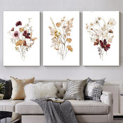 Wild Florets Flowers Watercolor 3 Piece Floral Painting Sets Photograph Scandinavian Canvas Print for Wall Hanging Onlay