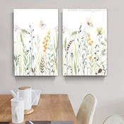 Blossom Butterfly Flowers Watercolor Scandinavian 2 Piece Floral Sets Painting Pic Canvas Print for Room Wall Onlay