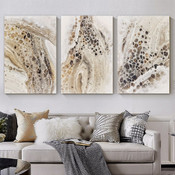 Splash Texture Marbles Spots Modern 3 Multi Panel Abstract Painting Set Photograph Canvas Print for Room Wall Garnish