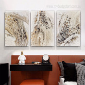 Splash Texture Marbles Abstract Photograph Modern 3 Piece Set Canvas Print for Room Wall Artwork Trimming