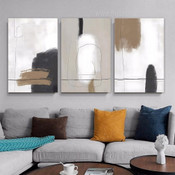 Brush Effect Blemishes Lines Modern Photograph Abstract Minimalist 3 Piece Set Canvas Print for Room Wall Art Embellishment
