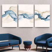 Motley Curved Flaws Modern Abstract 3 Multi Panel Set Painting Image Minimalist Canvas Print for Room Illumination