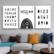 A To Z Alphabets Modern 3 Panel Typography Set Artwork Photograph Nursery Print On Canvas Room Wall Tracery