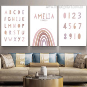 Numeric Counting Modern Set Picture 3 Multi Piece Minimalist Typography Canvas Print Kids Custom Art Set for Room Wall Molding