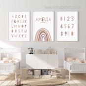 Numeric Counting Modern Typography Set Picture 3 Multi Panel Minimalist Custom Canvas Print Artwork Set for Wall Hanging Trimming