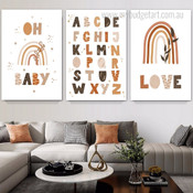 Rainbow Strias Love Minimalist Nursery 3 Piece Typography Painting Sets Photograph Scandinavian Canvas Print for Wall Hanging Onlay