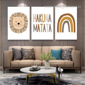 Hakuna Matata Scandinavian Minimalist Photograph Typography 3 Panel Wall Set Nursery Canvas Print Artwork for Room Garnish