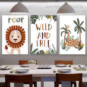 Wild And Free Trees Botanical Nursery 3 Piece Typography Painting Sets Photograph Canvas Print For Wall Hanging Onlay