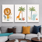 Elephant Love Nature Landscape Animal 3 Multi Panel Painting Set Photograph Nursery Print on Canvas for Wall Hanging Finery