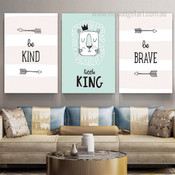 Lion little king Animal Quotes Set Picture 3 Multi Panel Nursery Canvas Print Artwork Set for Wall Hanging Trimming
