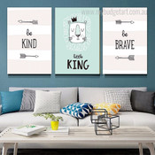 Lion little king Quotes Animal 3 Panel Wall Set Painting Picture Kids Nursery Canvas Print for Bed Room Ornamentation Ideas