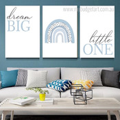 Little One Minimalist Quotes Photograph 3 Piece Modern Set Kids Nursery Canvas Print for Room Wall Art Assortment