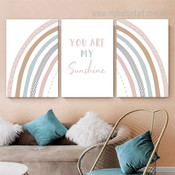 You Are My Sunshine Quotes Abstract Photograph 3 Panel Canvas Print Artwork Set for Room Wall Getup