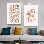 You Are My Sunshine Scandinavian Quotes Set Picture 2 Multi Panel Nursery Canvas Print Artwork Set for Wall Hanging Trimming