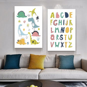 Kawaii Alphabet Tree Typography Minimalist 2 Piece Set Watercolor Nursery Photograph Canvas Print for Room Wall Art Embellishment