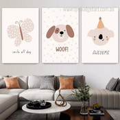 Smile All Day Bear Animal Nursery Minimalist Quotes 3 Piece Set Canvas Print Photograph for Room Wall Art Outfit