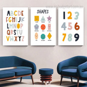 Various Shapes Typography Geometrical Wall Hanging Set Artwork Image 3 Multi Panel Nursery Canvas Prints for Room Ornament