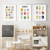 Various Shapes Geometrical 3 Multi Panel Nursery Sets Painting Image Typography Canvas Prints for Room Illumination