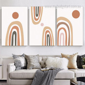 Bold Rainbow Alignments Scandinavian 3 Multi Panel Geometrical Painting Set Photograph Nursery Canvas Print for Room Wall Decoration