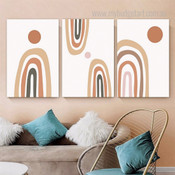 Bold Rainbow Alignments Circles Geometrical Photograph Scandinavian 3 Panel Set Kids Nursery Canvas Print for Room Wall Artwork Equipment