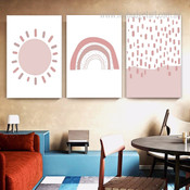 Rainbow Cipher Dots Abstract 3 Multi Panel Painting Set Landscape Photograph Nursery Canvas Print for Home Wall Adornment