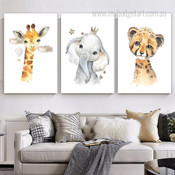 Leopard Baby Cub Stars Watercolor Photograph Animal 3 Piece Set Nursery Canvas Print for Room Wall Art Flourish
