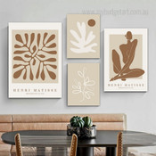 Matron Nude Figure Abstract Scandinavian Rolled Photograph 4 Piece Set Canvas Print for Room Wall Artwork Adornment